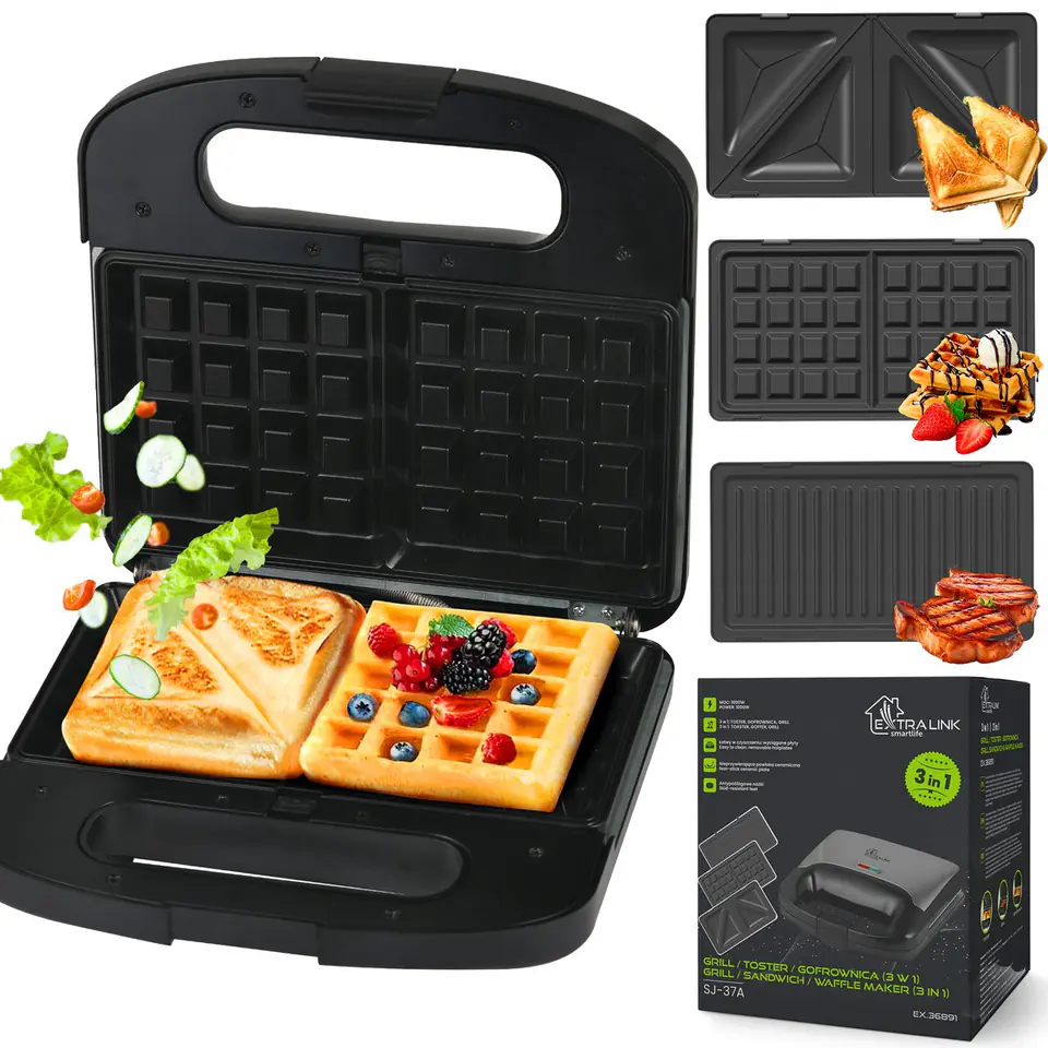 ⁨EXTRALINK SMART LIFE GRILL SANDWICH & WAFFLE MAKER SJ-37A⁩ w sklepie Wasserman.eu