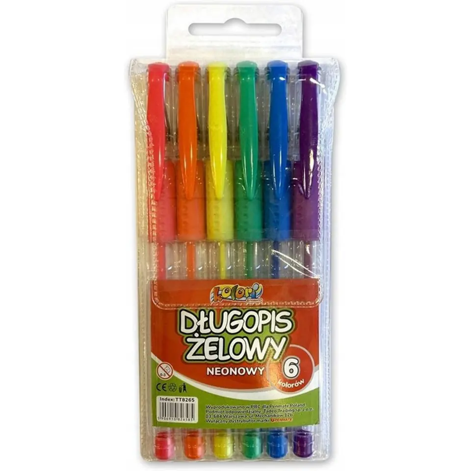 Długopis żelowy neonowy 6 kolorów Kolori TT8265 PENMATE w sklepie Wasserman.eu