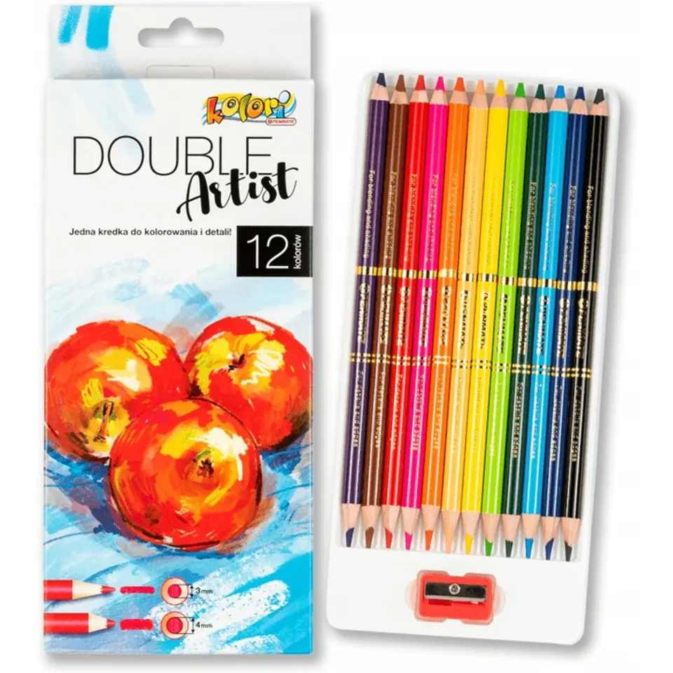 ⁨Kredki dwustronne 12 kolorów Double Artist 4/3mm Kolori premium TT7986 PENMATE⁩ w sklepie Wasserman.eu