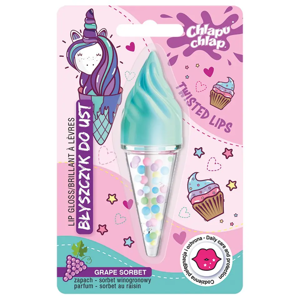 ⁨CHLAPU CHLAP Błyszczyk do ust Rożek - sorbet winogronowy 4.5ml⁩ w sklepie Wasserman.eu