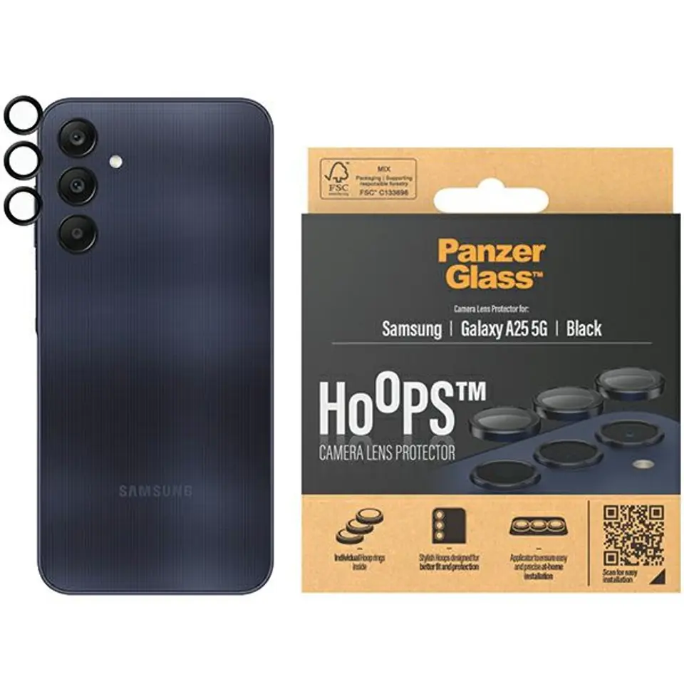 ⁨PanzerGlass Hoops Camera Sam A25 5G czarny/black 1225 camera lens protector hoop optic rings⁩ w sklepie Wasserman.eu