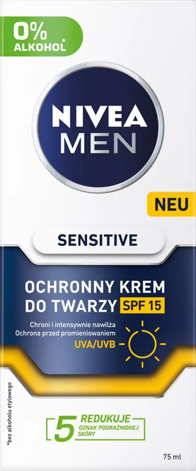 ⁨NIVEA MEN Sensitive Łagodzący krem nawilżający do twarzy z SPF15 75 ml⁩ w sklepie Wasserman.eu