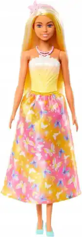 ⁨Barbie Księżniczka żółto - różowy strój HRR09⁩ w sklepie Wasserman.eu