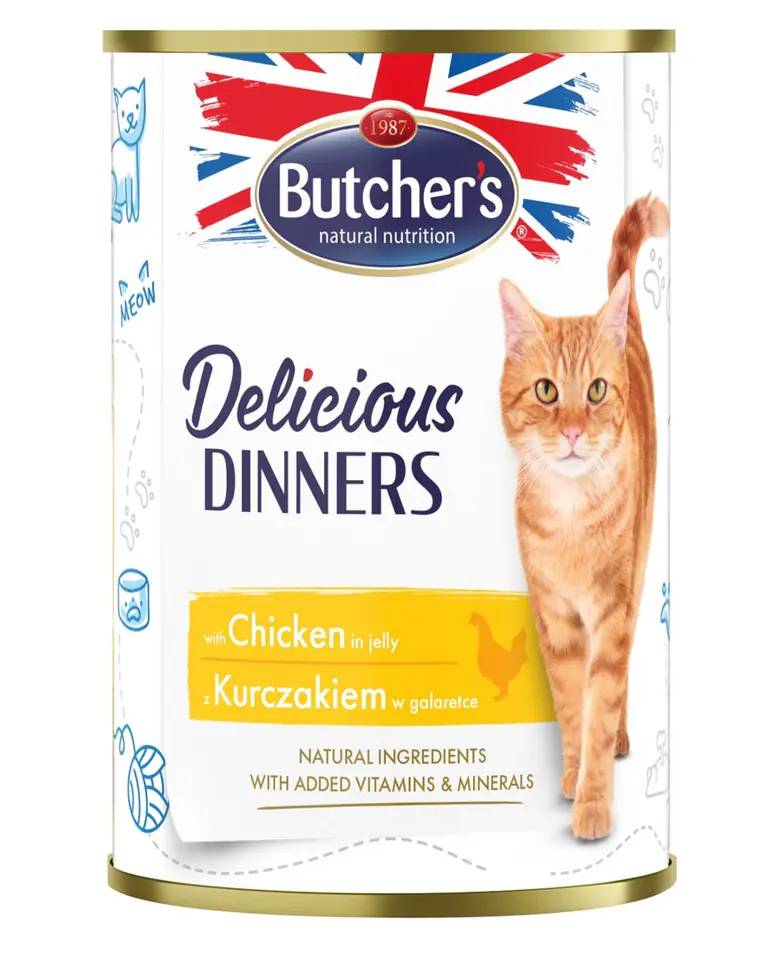 ⁨BUTCHER'S Delicious Dinners Kawałki z kurczakiem w galaretce - mokra karma dla kota - 400 g⁩ w sklepie Wasserman.eu
