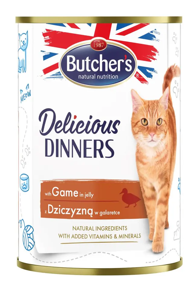 ⁨BUTCHER'S Delicious Dinners Pieces with venison in jelly - wet cat food - 400g⁩ at Wasserman.eu