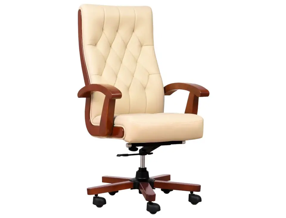 ⁨CONSUL cream leather armchair⁩ at Wasserman.eu