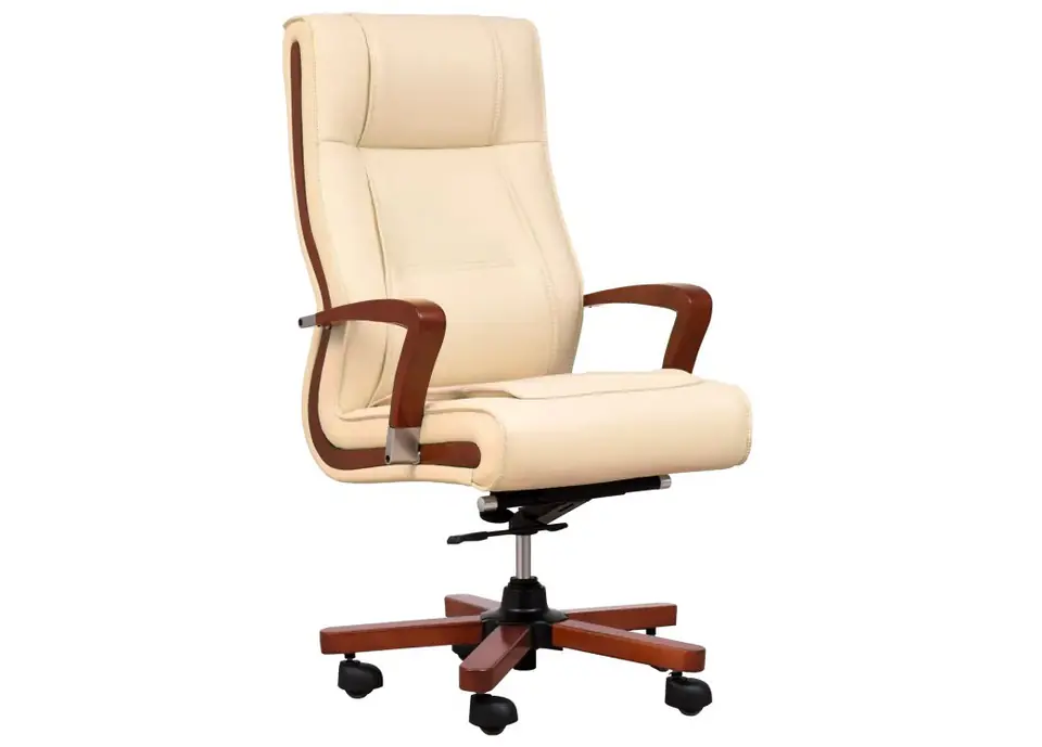 ⁨AMBASSADOR cream leather armchair⁩ at Wasserman.eu