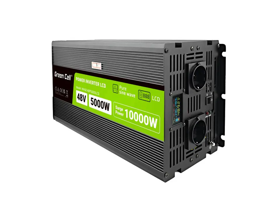 GREEN CELL PRZETWORNICA LCD 48V/230V 5000W/10000W CZYSTY SINUS INVGC48P5000LCD w sklepie Wasserman.eu