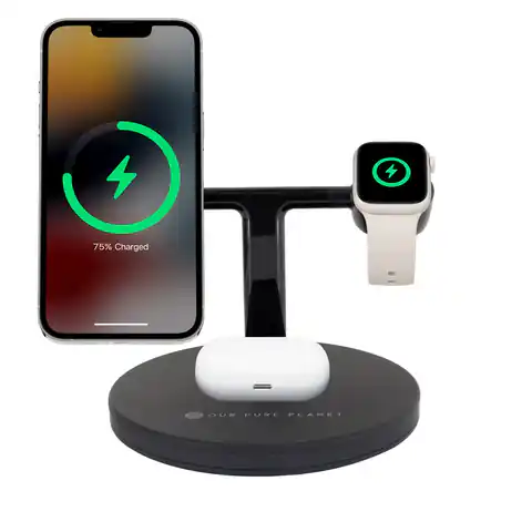 ⁨Our Pure Planet 3-in-1 15W Wireless MagSafe Charging Dock⁩ at Wasserman.eu