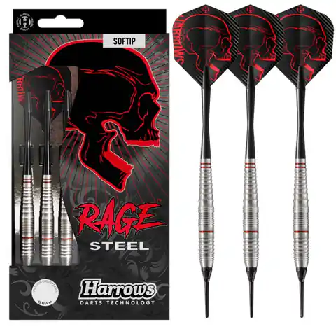 ⁨Rzutki Harrows Rage Steel softip Ragesteel (kolor Czarny. Czerwony)⁩ w sklepie Wasserman.eu
