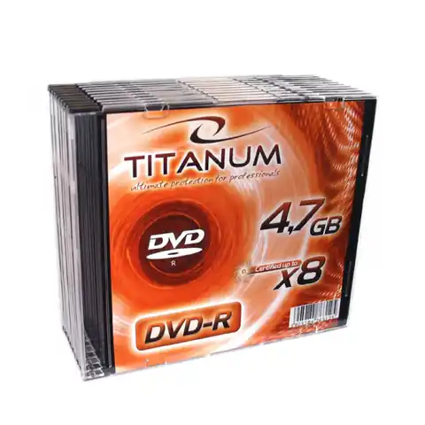 ⁨1072 DVD-R 4,7GB X8 - Slim Case 10  sztuk Titanum⁩ w sklepie Wasserman.eu