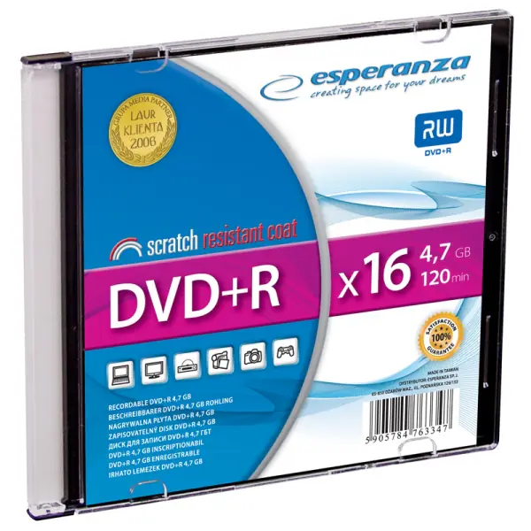 1119 DVD+R 4,7GB X16 - Slim Case 1 sztuka Esperanza w sklepie Wasserman.eu
