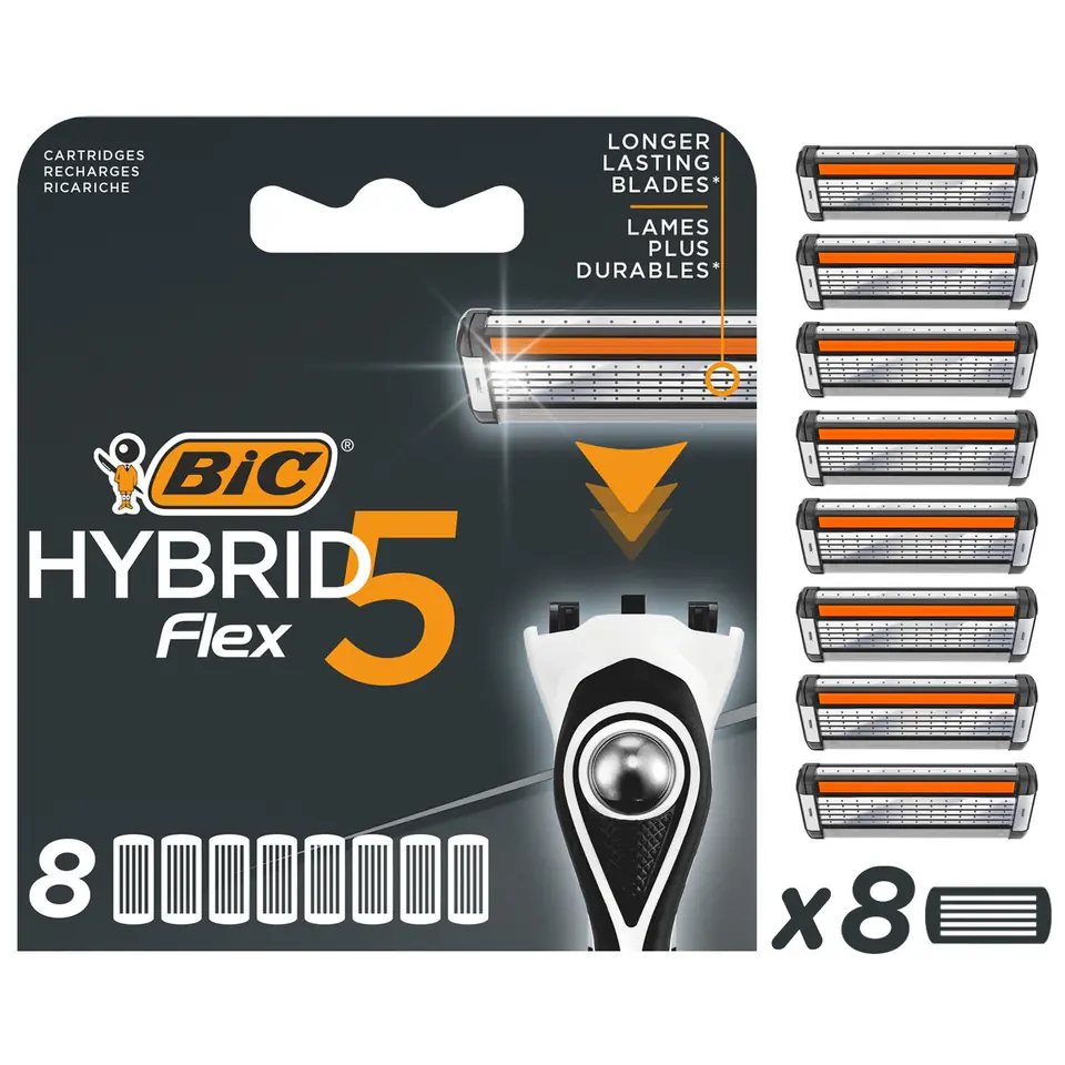 ⁨BIC Hybrid Flex 5 Wkłady do maszynki - blister 1op.8szt⁩ w sklepie Wasserman.eu