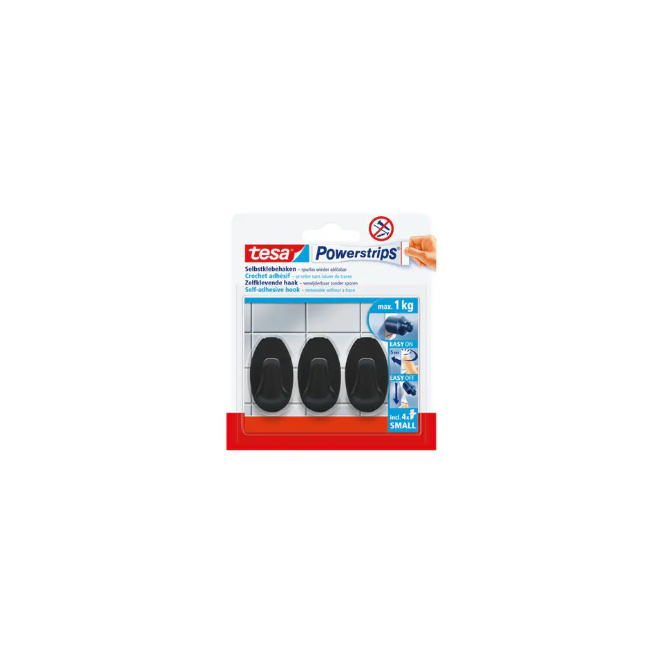 ⁨ADHESIVE HOOKS POWERSTRIPS 3 PCS SMALL BLACK⁩ at Wasserman.eu