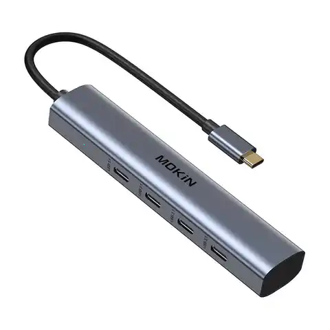 ⁨Adapter Hub MOKiN USB-C z 4 Portami USB-C 10Gbps (srebrny)⁩ w sklepie Wasserman.eu