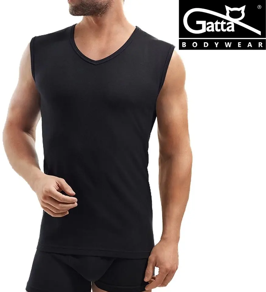 ⁨KOSZULKA GATTA BETWEEN V SEAMLESS COTTON CZA (kolor czarny, rozmiar L)⁩ w sklepie Wasserman.eu