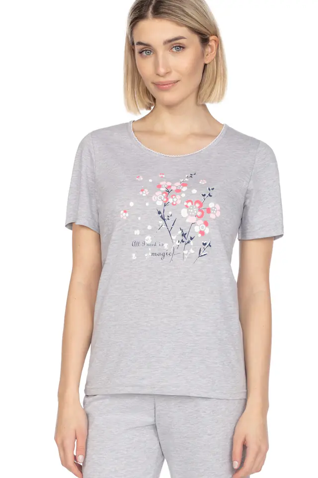 ⁨PIŻAMA REGINA DAMSKA 655 J MEL (kolor melange - jasny szary, rozmiar M)⁩ w sklepie Wasserman.eu