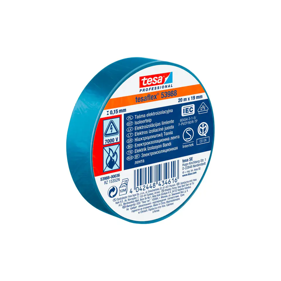 ⁨Taśma elektroizol.5000v pcw 20m:19mm niebieska(h5394877)⁩ w sklepie Wasserman.eu