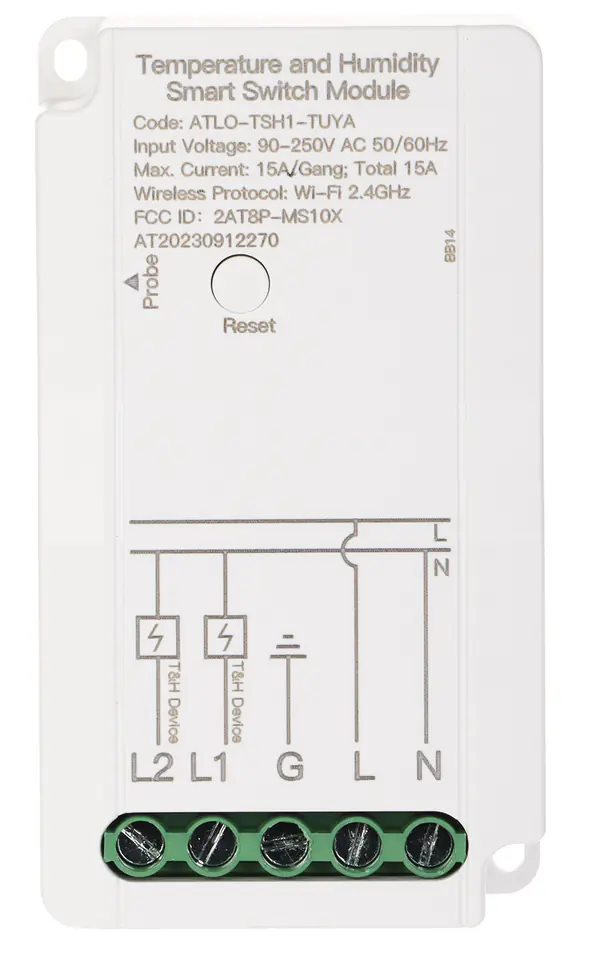 ⁨INTELIGENTNY PRZEŁĄCZNIK Z POMIAREM TEMPERATURY ATLO-TSH1-TUYA Wi-Fi, Tuya Smart⁩ w sklepie Wasserman.eu