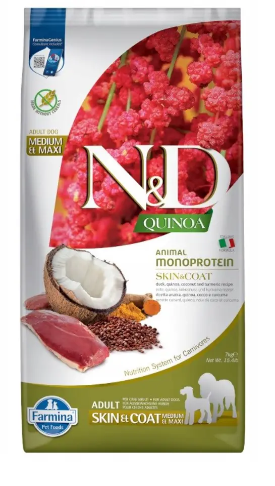 ⁨FARMINA N&D Quinoa Skin & Coat Medium&Maxi Duck - dry dog food - 7 kg⁩ at Wasserman.eu