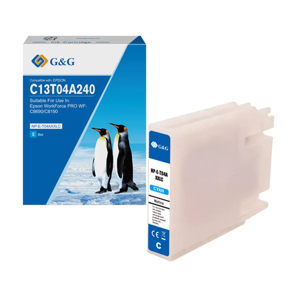 ⁨G&G kompatybilny ink / tusz z C13T04A240, NP-E-T04AXXLC-A, cyan, 8000s⁩ w sklepie Wasserman.eu