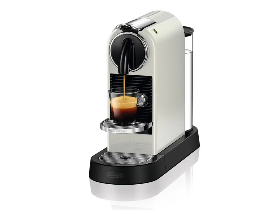 ⁨Ekspres kapsułkowy DeLonghi Citiz Nespresso EN167.W (1260W; kolor biały)⁩ w sklepie Wasserman.eu