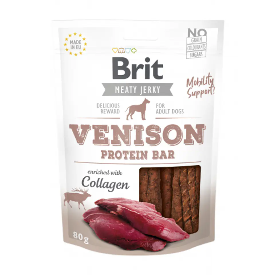 ⁨BRIT Meaty Jerky Venison Protein - dog treat - 200 g⁩ at Wasserman.eu