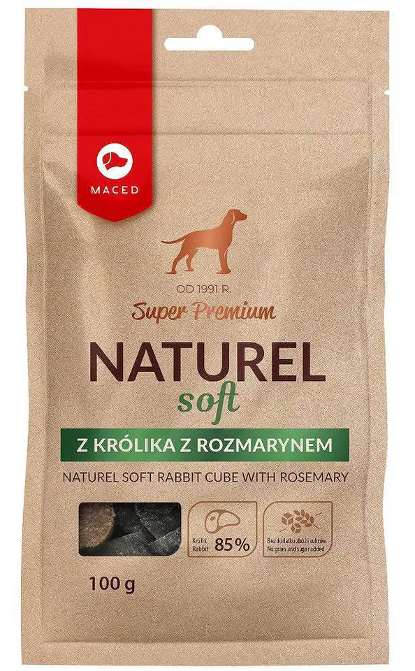 ⁨MACED NATUREL SOFT przysmak dla psa z królikiem i rozmarynem - przysmak - 100g⁩ w sklepie Wasserman.eu