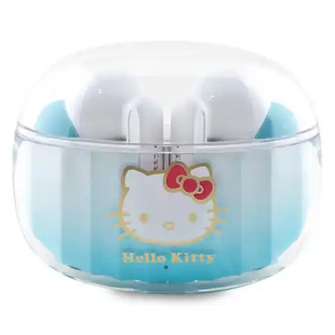 ⁨Hello Kitty słuchawki Bluetooth HKTWSHDGKEQ TWS + stacja dokująca niebieski/blue Gradient Electroplating Logo⁩ w sklepie Wasserman.eu