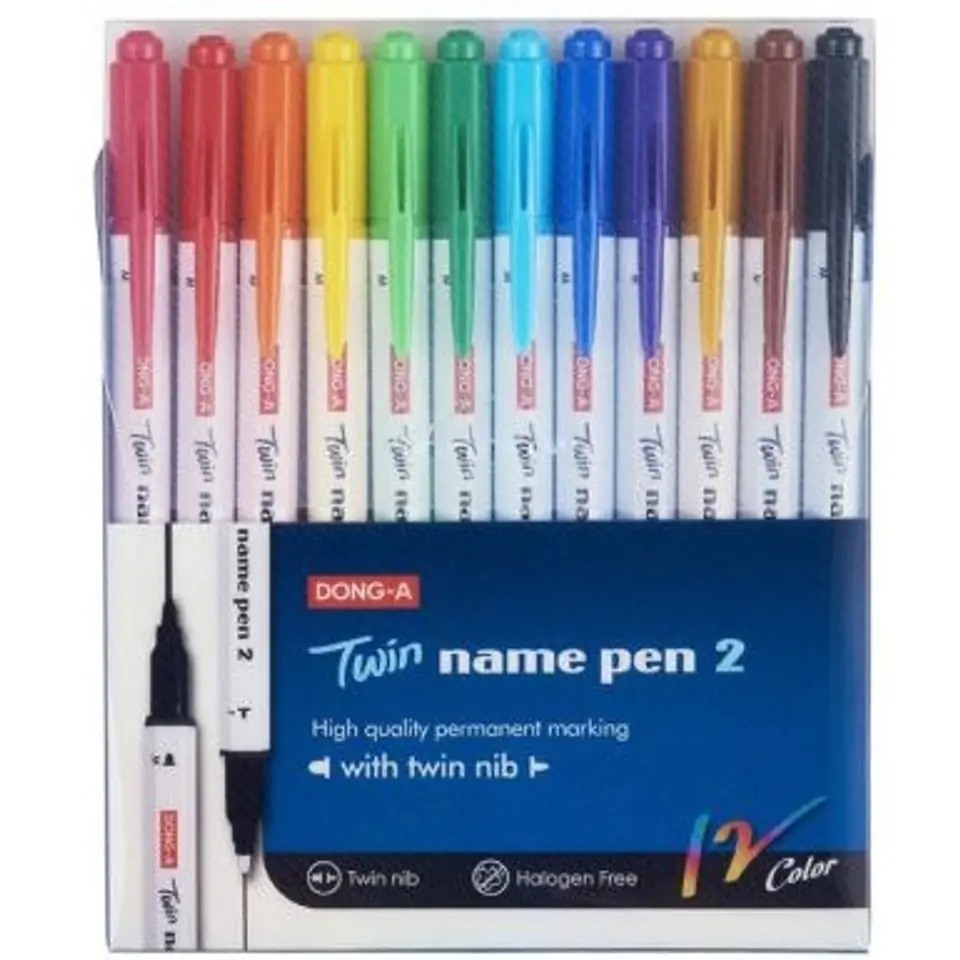 ⁨Pisak F/M dwustronny permanentny 12 kol. NAME PEN 2 DONG-A TT7914⁩ w sklepie Wasserman.eu