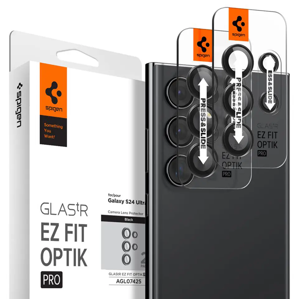 ⁨Spigen Optik.TR EZ Fit Camera Lens Protector 2-Pack - Szkło ochronne na obiektyw do Samsung Galaxy S24 Ultra (2 szt) (Czarny)⁩ w sklepie Wasserman.eu