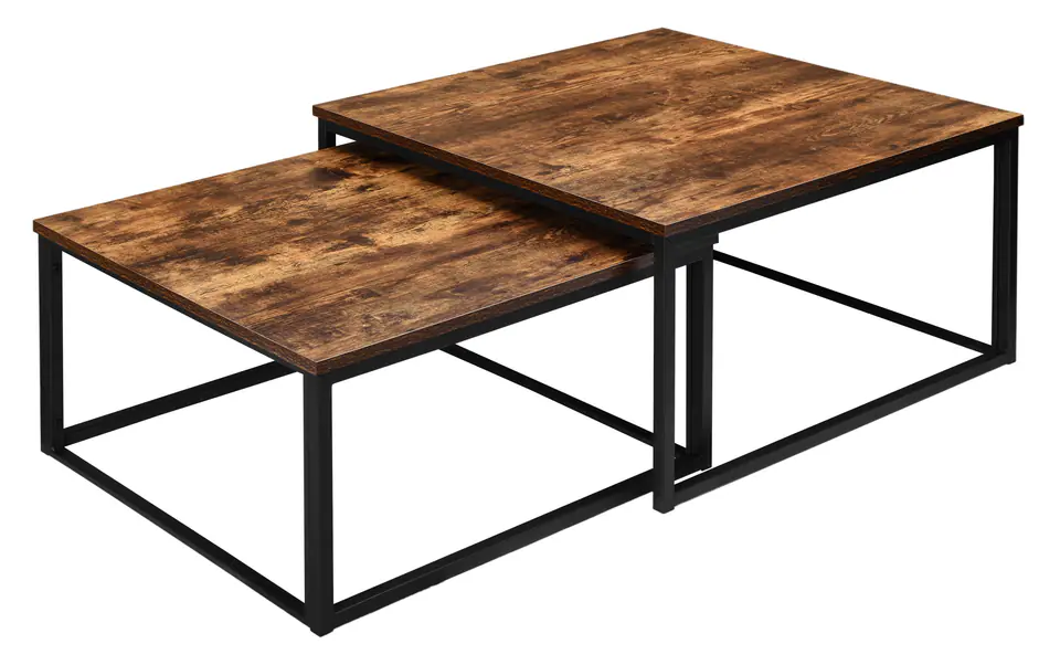 Stoliki kawowe loft Velen Rustic postarzany dąb w sklepie Wasserman.eu