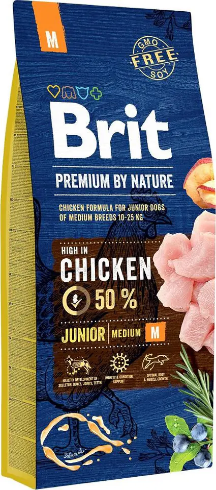 ⁨BRIT PREMIUM BY NATURE Junior M - sucha karma dla szczeniąt średnich ras - 15 kg⁩ w sklepie Wasserman.eu