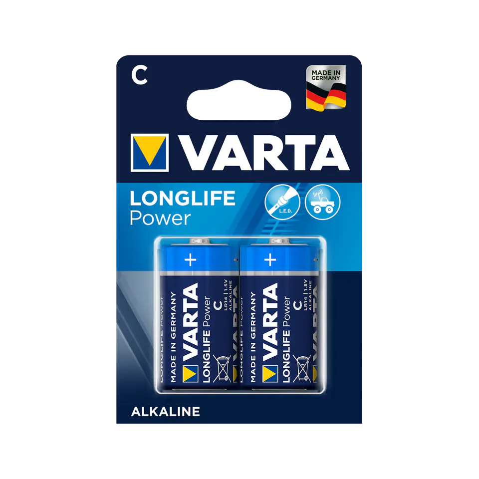 ⁨Zestaw baterii alkaliczne VARTA Longlife LR14 C (x 2)⁩ w sklepie Wasserman.eu