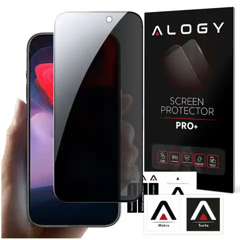 ⁨Szkło prywatyzujące do iPhone 14 / 14 Pro Anti-Spy Private Antyszpiegowskie hartowane na ekran matowe Alogy⁩ w sklepie Wasserman.eu