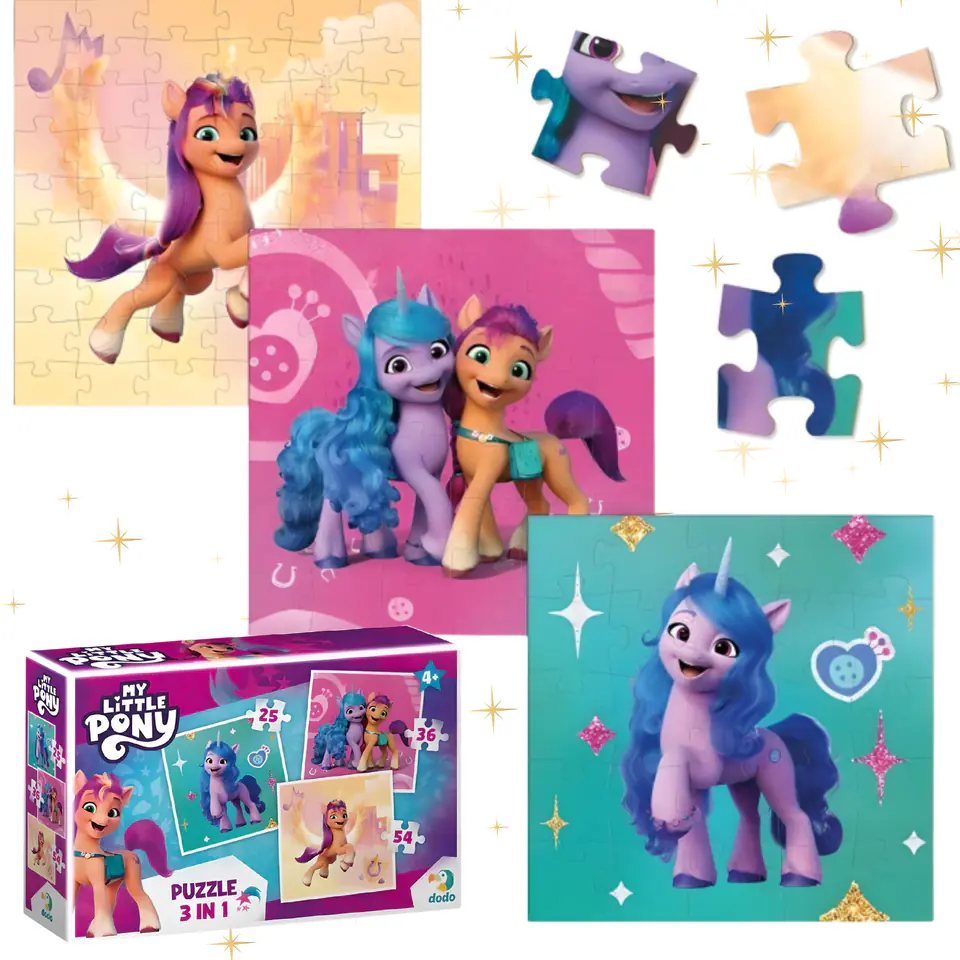 ⁨PUZZLE 3w1 MY LITTLE PONY NIEZWYKŁY ZESTAW UKŁADANEK DLA NAJMŁODSZYCH⁩ w sklepie Wasserman.eu