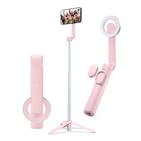 ⁨Selfie Stick Tripod MagSafe Bluetooth Spigen S570W różowy⁩ w sklepie Wasserman.eu