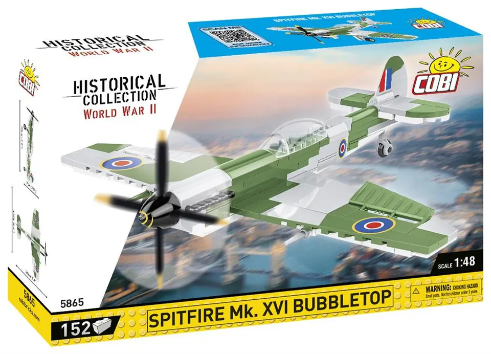 ⁨COBI 5865 Historical Collection WWII Spitfire Mk. XVI Bubbletop - British Fighter Aircraft 152 Pieces⁩ at Wasserman.eu