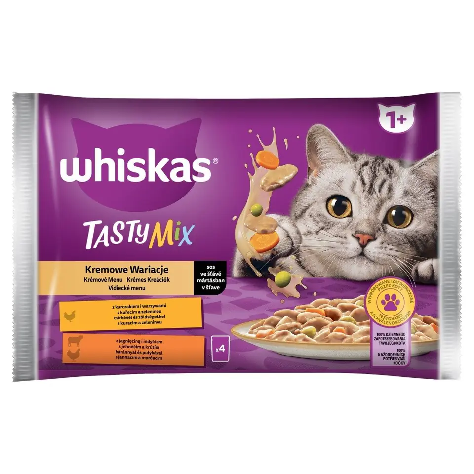 ⁨WHISKAS Tasty Mix Kremowe Wariacje w sosie  - mokra karma dla kota - 4 x 85g⁩ w sklepie Wasserman.eu