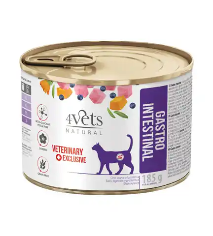 ⁨4VETS Natural Gastro Intestinal Cat - wet cat food - 185 g⁩ at Wasserman.eu