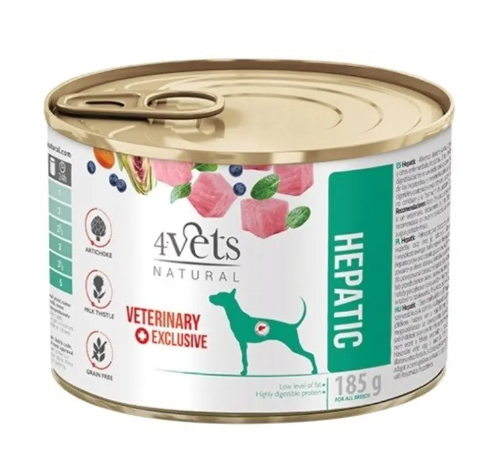 ⁨4VETS Natural Hepatic Dog  - wet dog food - 185 g⁩ at Wasserman.eu