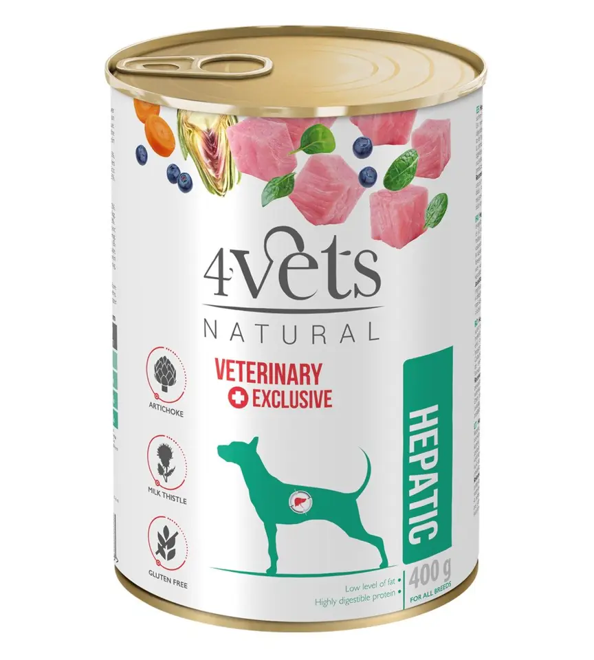 ⁨4VETS Natural Hepatic Dog  - wet dog food -  400 g⁩ at Wasserman.eu