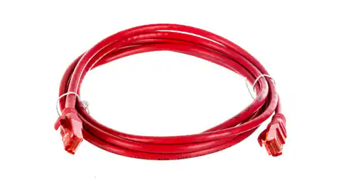 ⁨Kabel krosowy (Patch Cord) U/UTP kat.6 czerwony 2m DK-1612-020/R⁩ w sklepie Wasserman.eu
