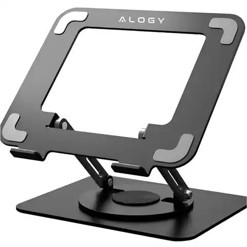 ⁨Stojak na laptopa Macbook'a 17 podstawka uchwyt stolik składany obrotowy 360 regulowany metalowy na biurko Alogy czarny⁩ w sklepie Wasserman.eu