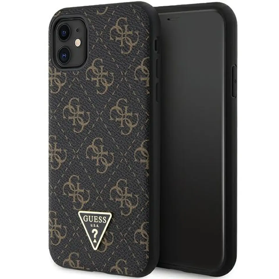 ⁨Guess GUHCN61PG4GPK iPhone 11 / Xr 6,1" czarny/black hardcase 4G Triangle Metal Logo⁩ w sklepie Wasserman.eu