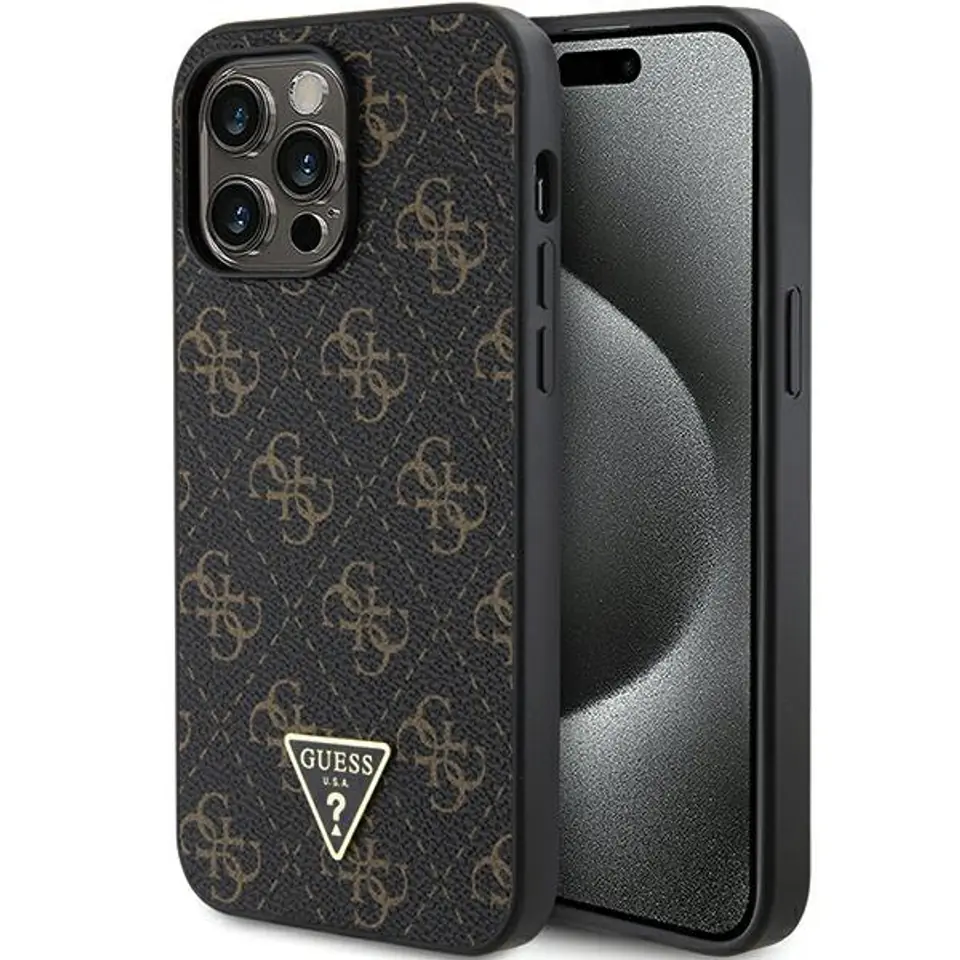 ⁨Guess GUHCP15XPG4GPK iPhone 15 Pro Max 6.7" czarny/black hardcase 4G Triangle Metal Logo⁩ w sklepie Wasserman.eu