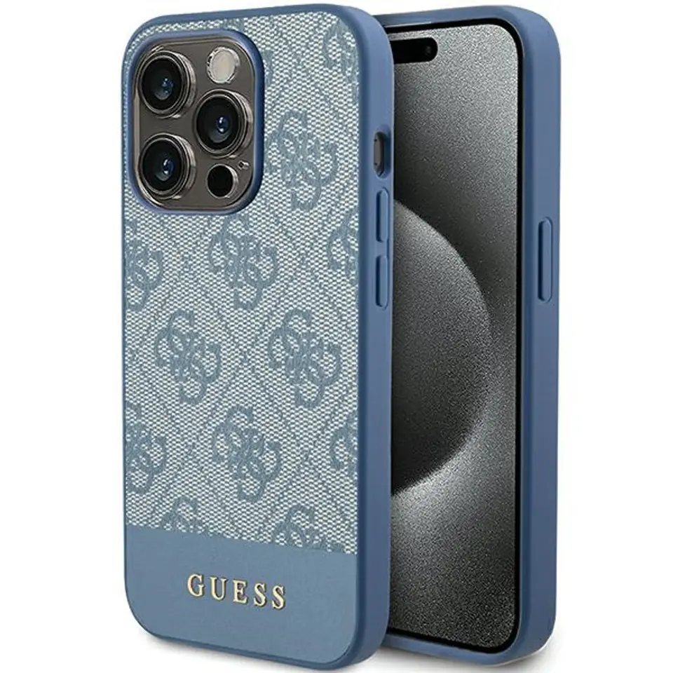 ⁨Guess GUHCP15LG4GLBL iPhone 15 Pro 6.1" niebieski/blue hardcase 4G Stripe Collection⁩ w sklepie Wasserman.eu