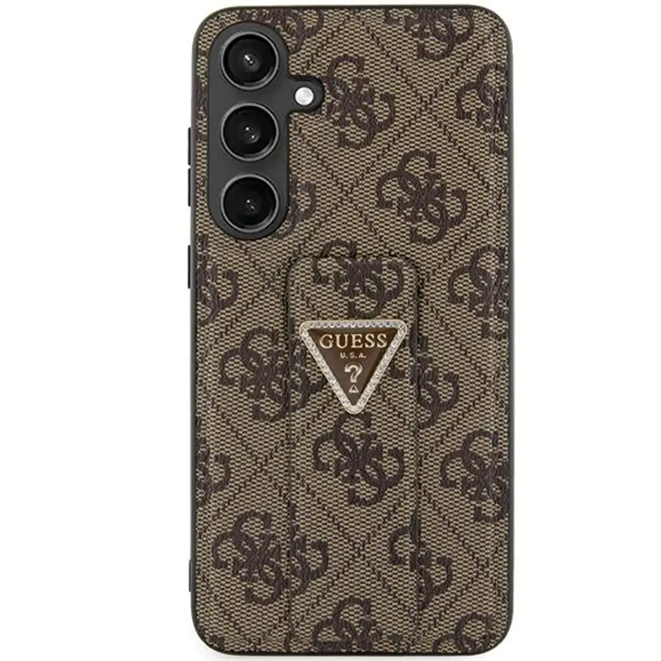 ⁨Guess GUHCS24LPGS4TDW S24 Ultra S928 brązowy/brown hardcase Grip Stand 4G Triangle Strass⁩ w sklepie Wasserman.eu