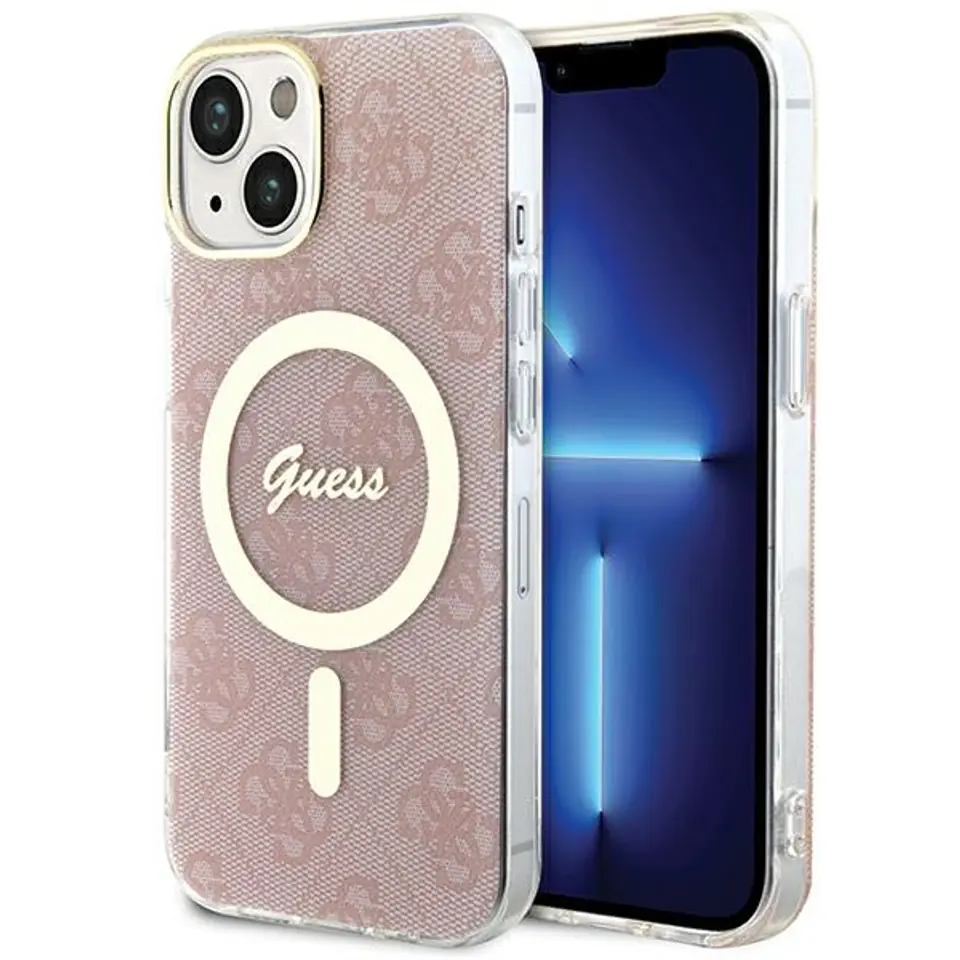 ⁨Guess GUHMP15SH4STP iPhone 15 / 14 / 13 6.1" różowy/pink hardcase IML 4G MagSafe⁩ w sklepie Wasserman.eu