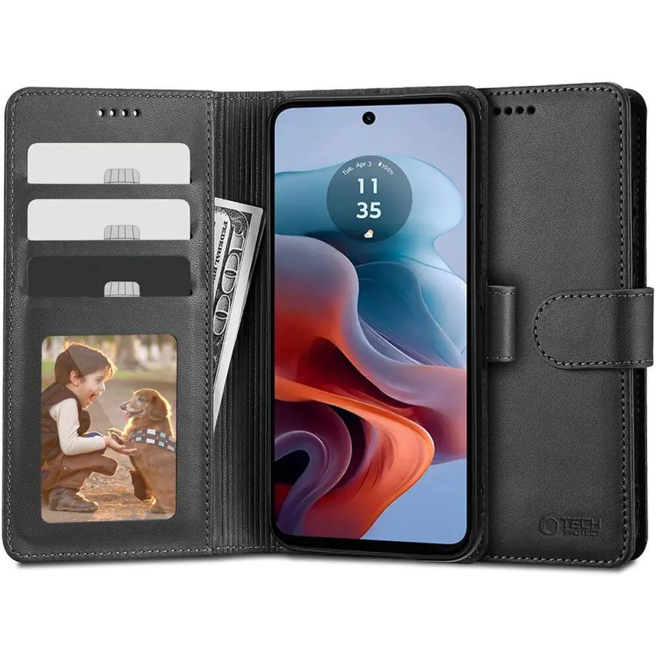 ⁨Etui MOTOROLA MOTO G34 5G Tech-Protect Wallet czarne⁩ w sklepie Wasserman.eu